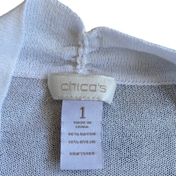 chicos white sheer cardigan size 1 (small) - Picture 5 of 10